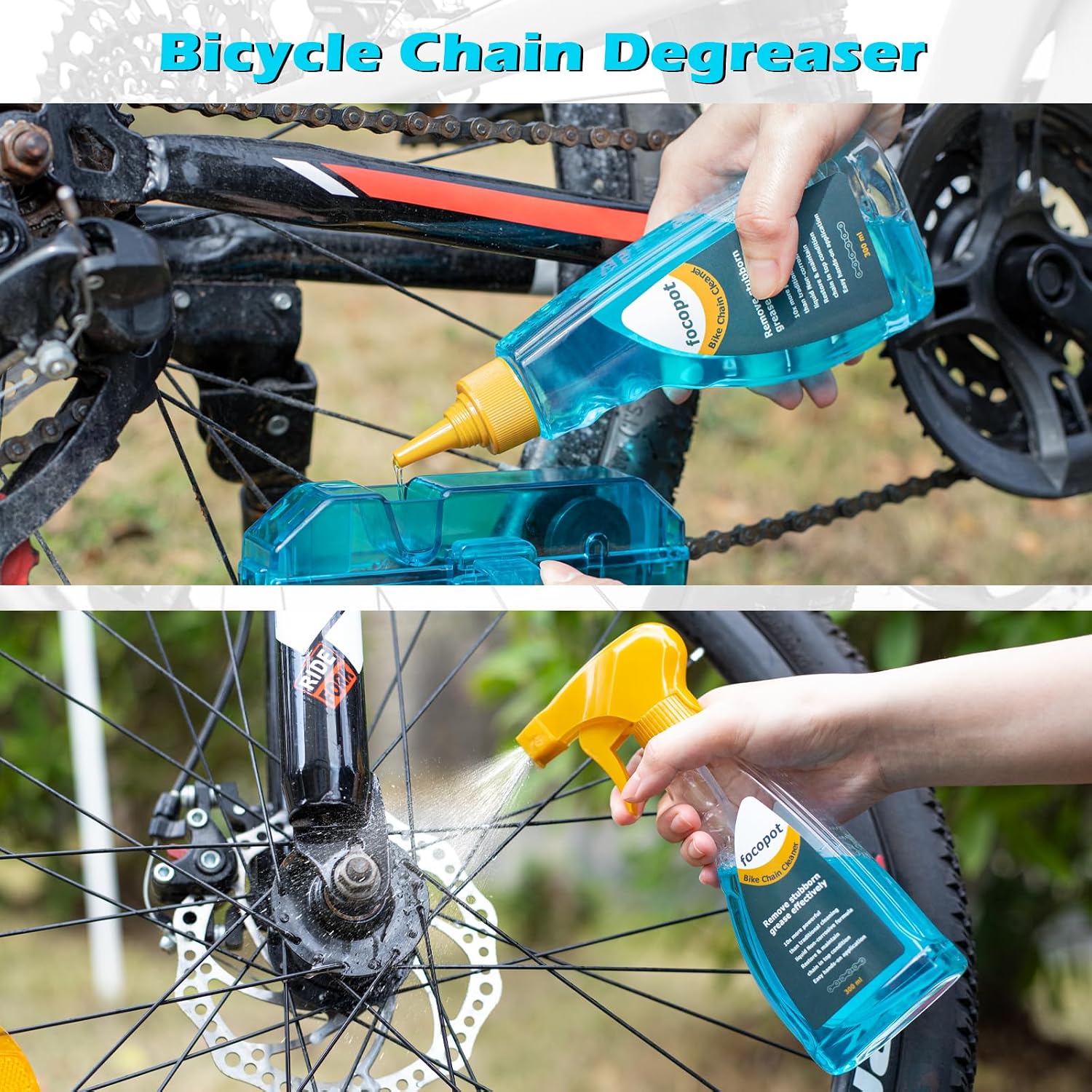 focopot Bike Cleaning Kit with Bike Cleaner(25 oz),Scrubber,Degreaser,Lube