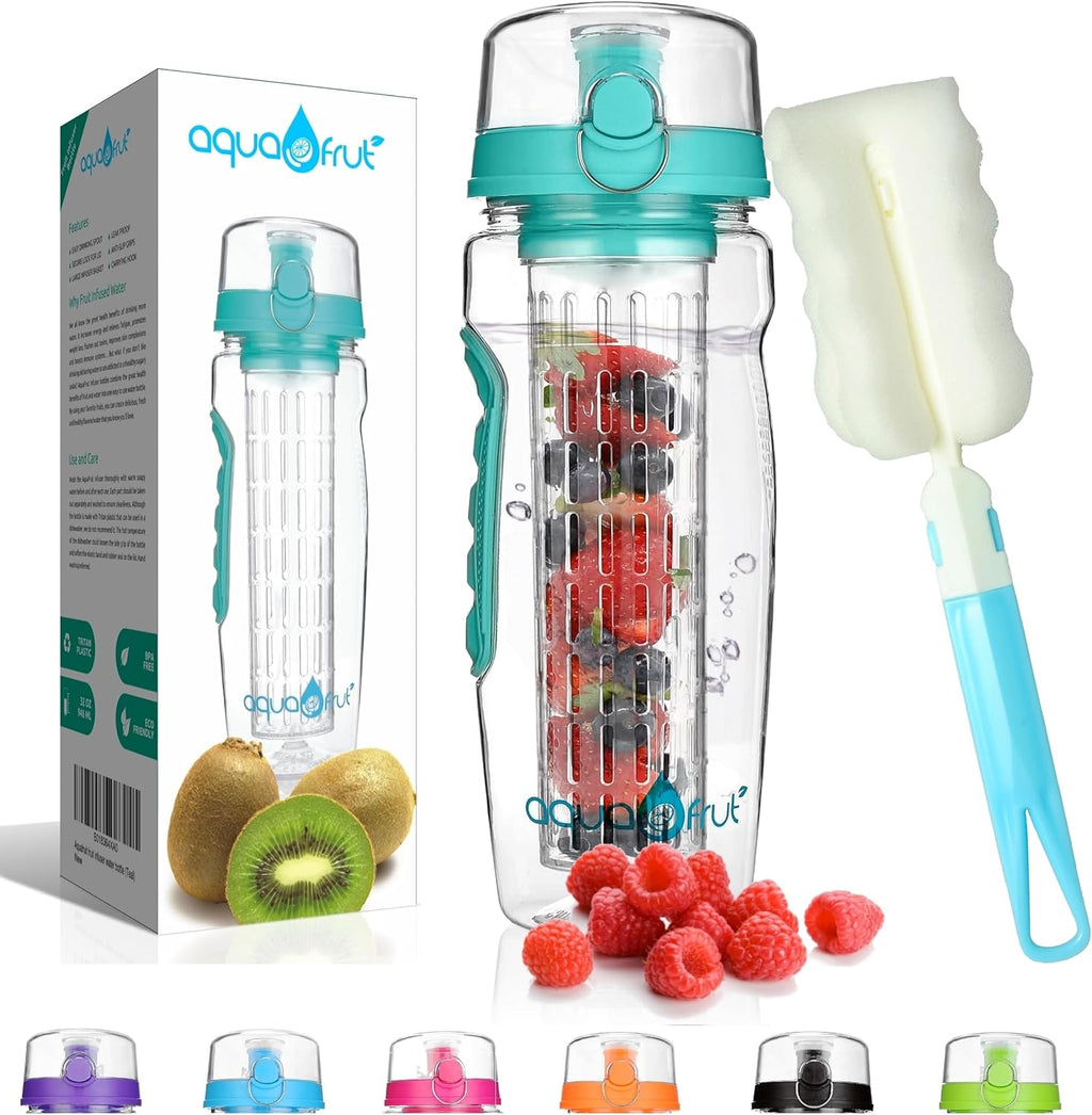 AquaFrut 32 oz Fruit Infuser Water Bottle, BPA-Free Tritan Infusion Bottle