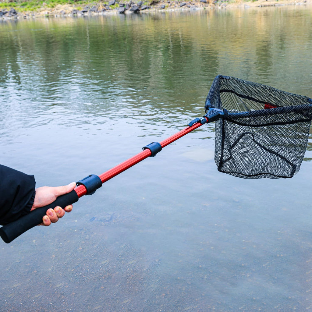 Sougayilang Fishing Net Fish Landing Net, Foldable Collapsible Telescopic Pole with EVA Handle, Durable Nylon Material Mesh, Safe Fish Catching or Releasing