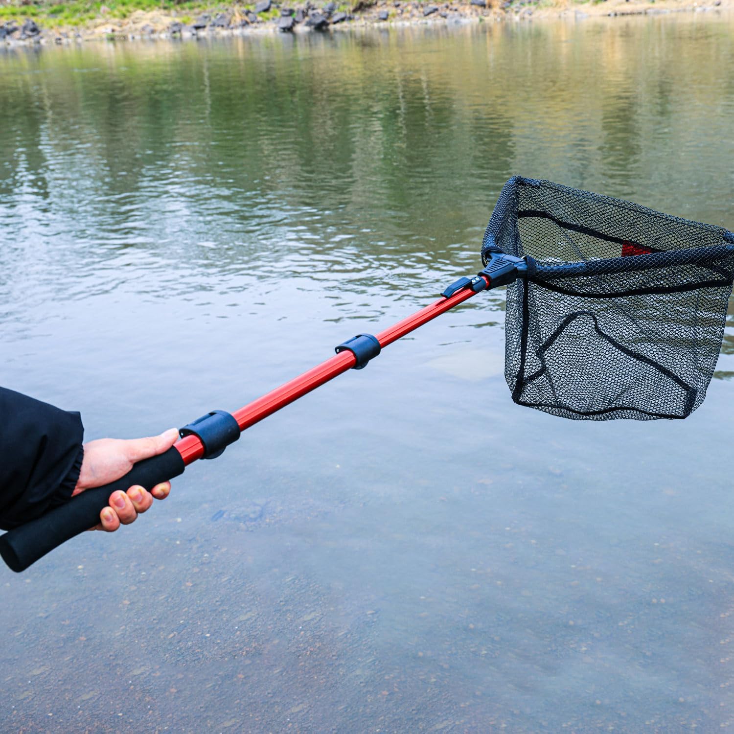 Sougayilang Fishing Net Fish Landing Net, Foldable Collapsible Telescopic Pole with EVA Handle, Durable Nylon Material Mesh, Safe Fish Catching or Releasing