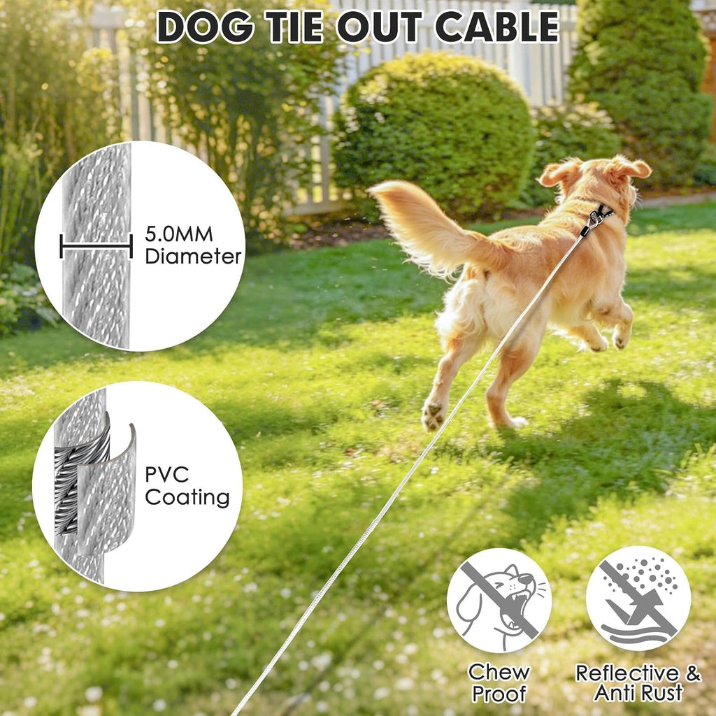 Heavy Duty Dog Tie Out Cable & Stake for Outside,10FT