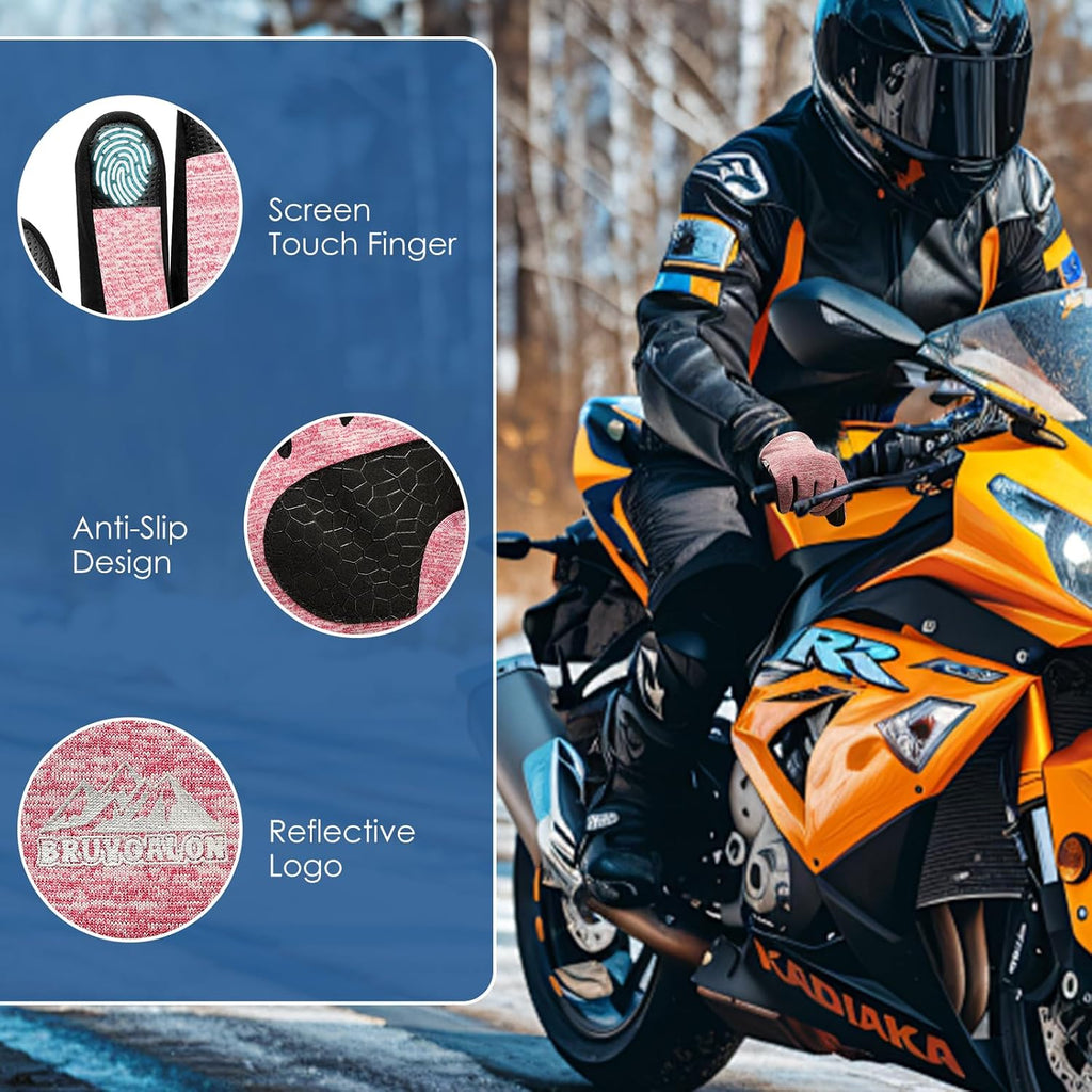 Bruvoalon Winter Gloves for Women & Men, 3M Thermal Insulation, Lycra Fabric, Touchscreen, Anti-Slip