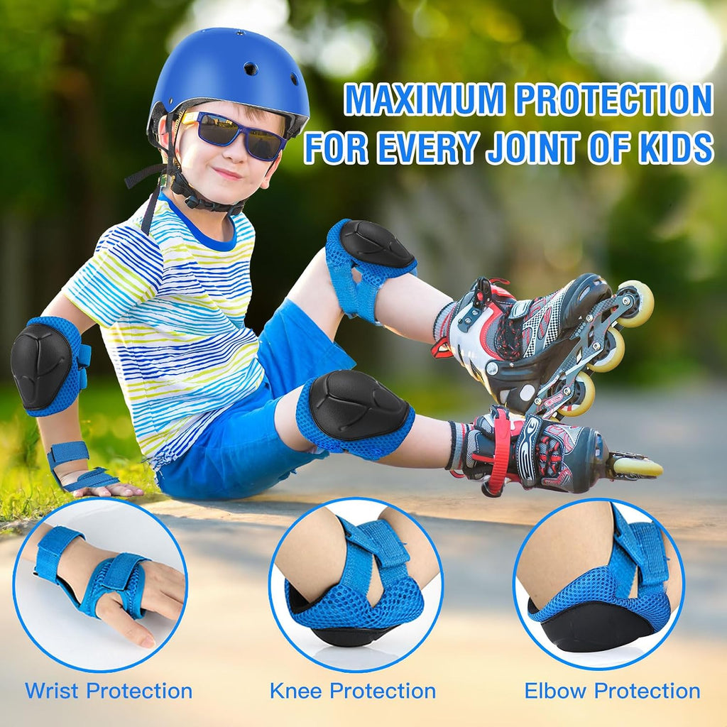 WayEee 6PCS Kids Protective Gear Set Knee Pads Elbow Pads Wrist Guards/3-14