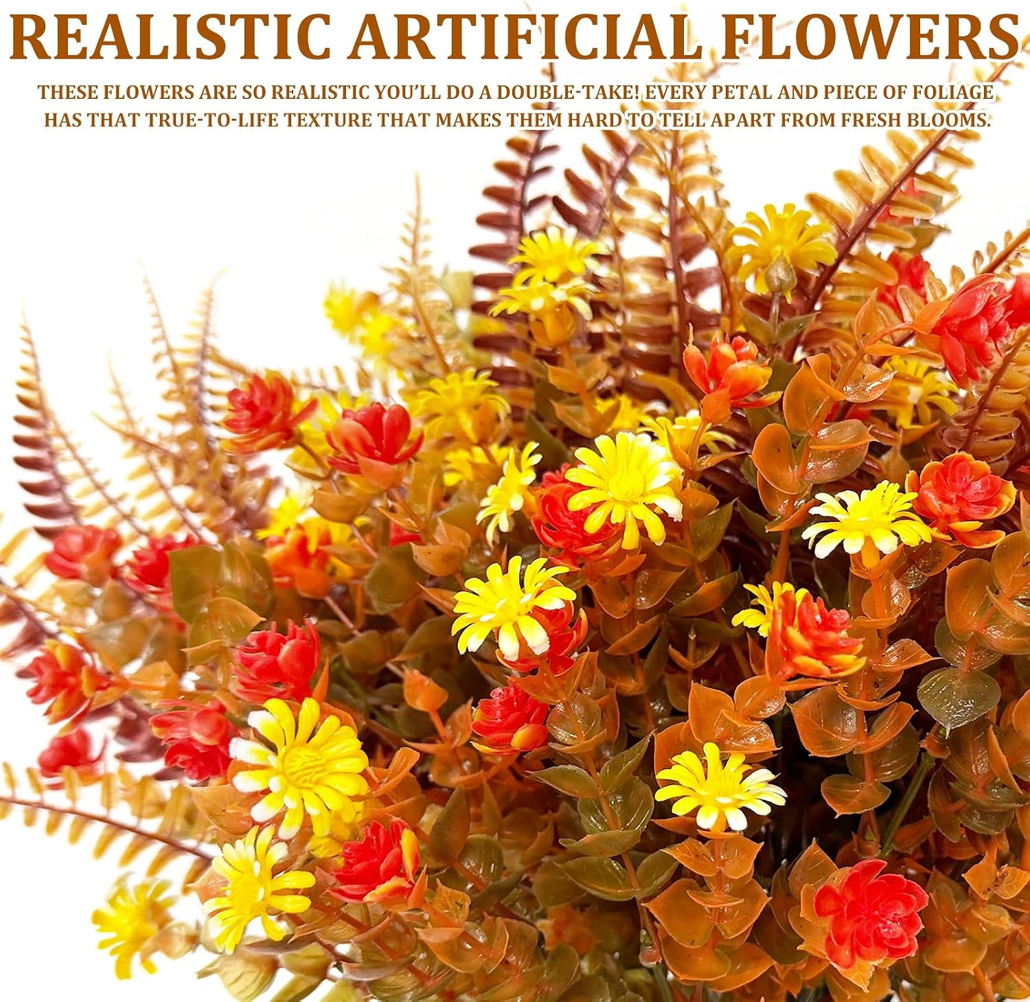 12 Bundles Artificial Fall Flowers for Outdoors Fall Decorations for Home