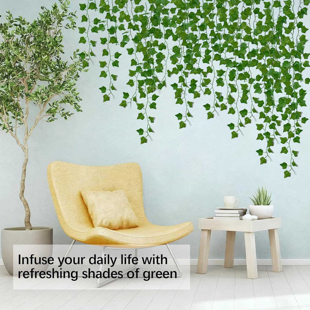 50 Pack 375 Feet Fake Vines for Room Decor Artificial lvy Greenery Garland Vine Leaves, Leaf Plants Flowers Foliage for Bedroom,Garden Wall.Decor Indoor Outdoor