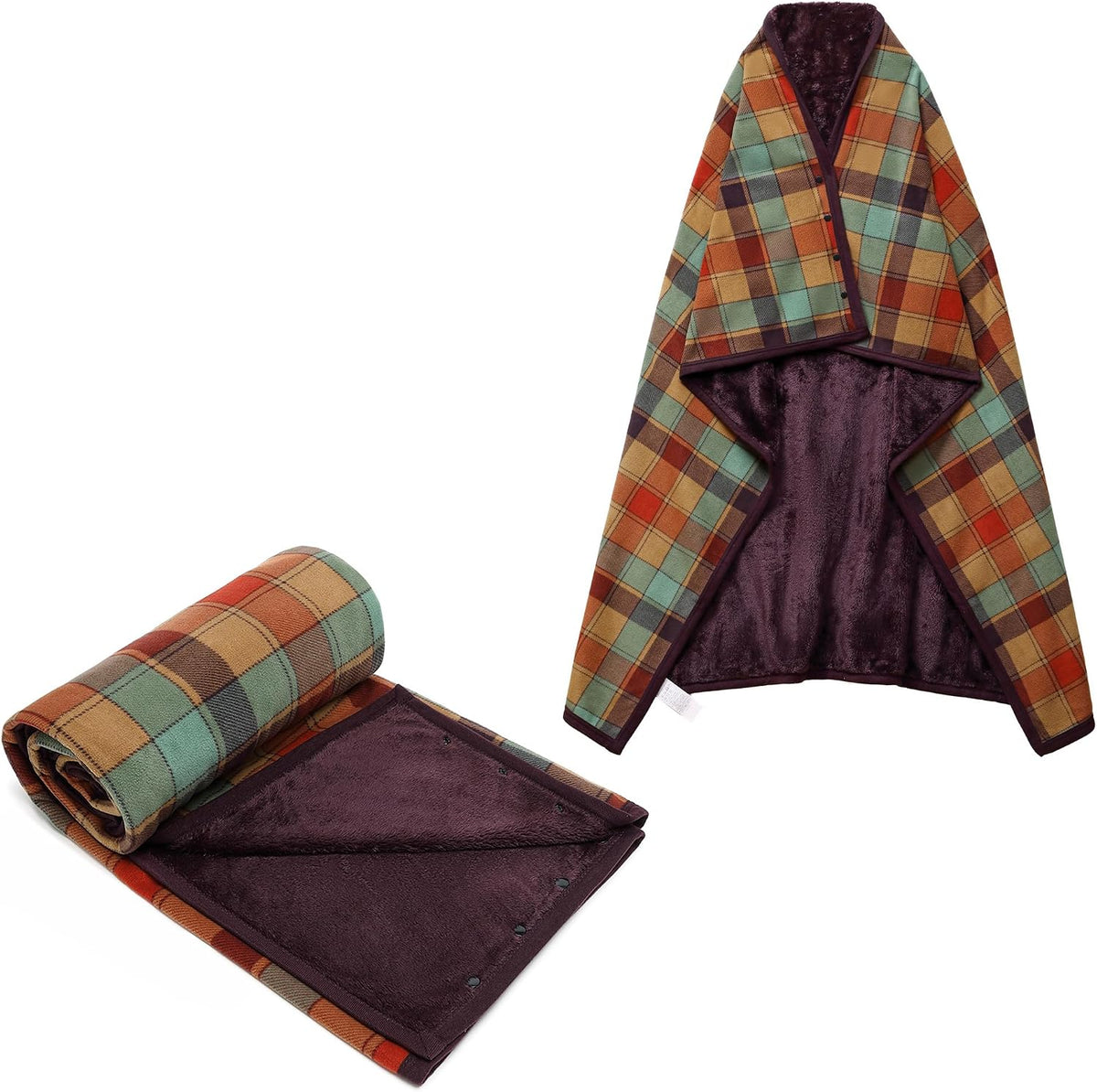 forestfish Fleece Wearable Blanket Oversized, Comfy Lightweight Lap Blanket Poncho Throw With Buttons, 63“x 55” (Mocha, Medium(55”x39”))