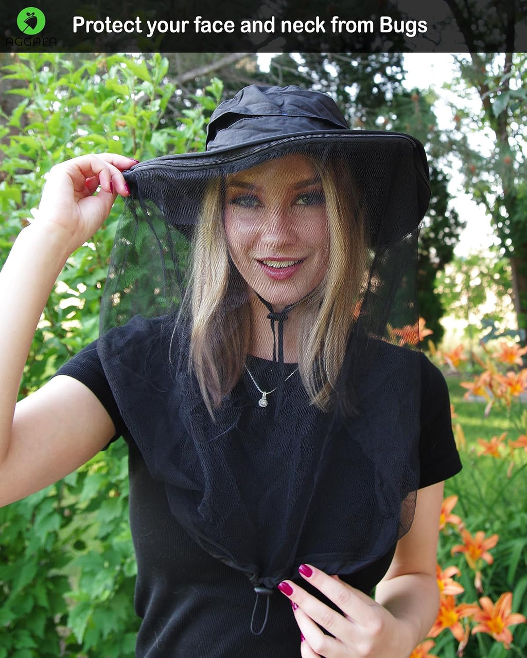Mosquito Head Net Hat with Fine Mesh for Gardening, Fishing, Camping