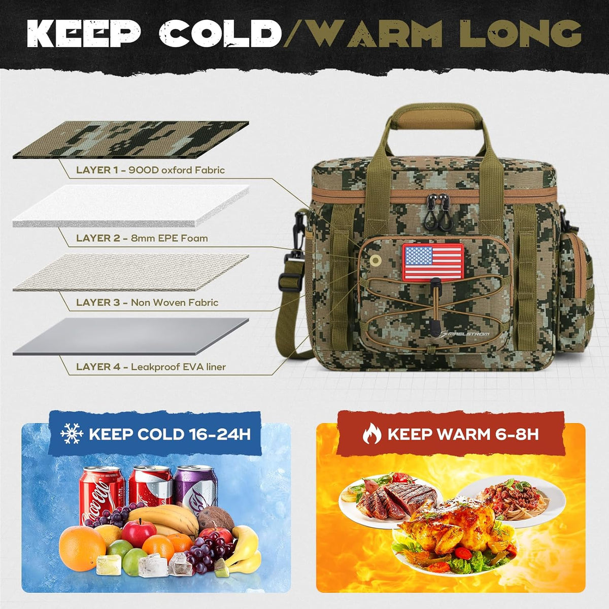 Maelstrom Tactical Lunch Box for Men, Cooler Bag with Detachable MOLLE Bag
