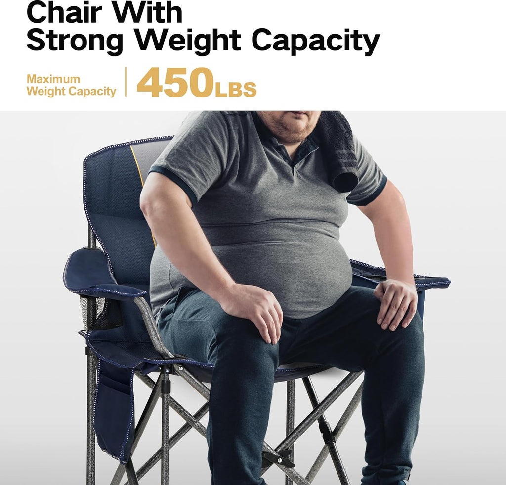 ALPHA CAMP Oversized Fully Padded Camping Chairs with Lumbar Support