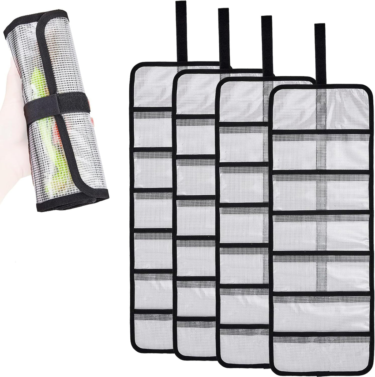 Roll Up Fishing Lure Wraps Set-Durable Lure Bag 6 Pocket PVC Protective Cover Saltwater Hook Covers Fabric Lure Protector Trolling Lure Tackle Box