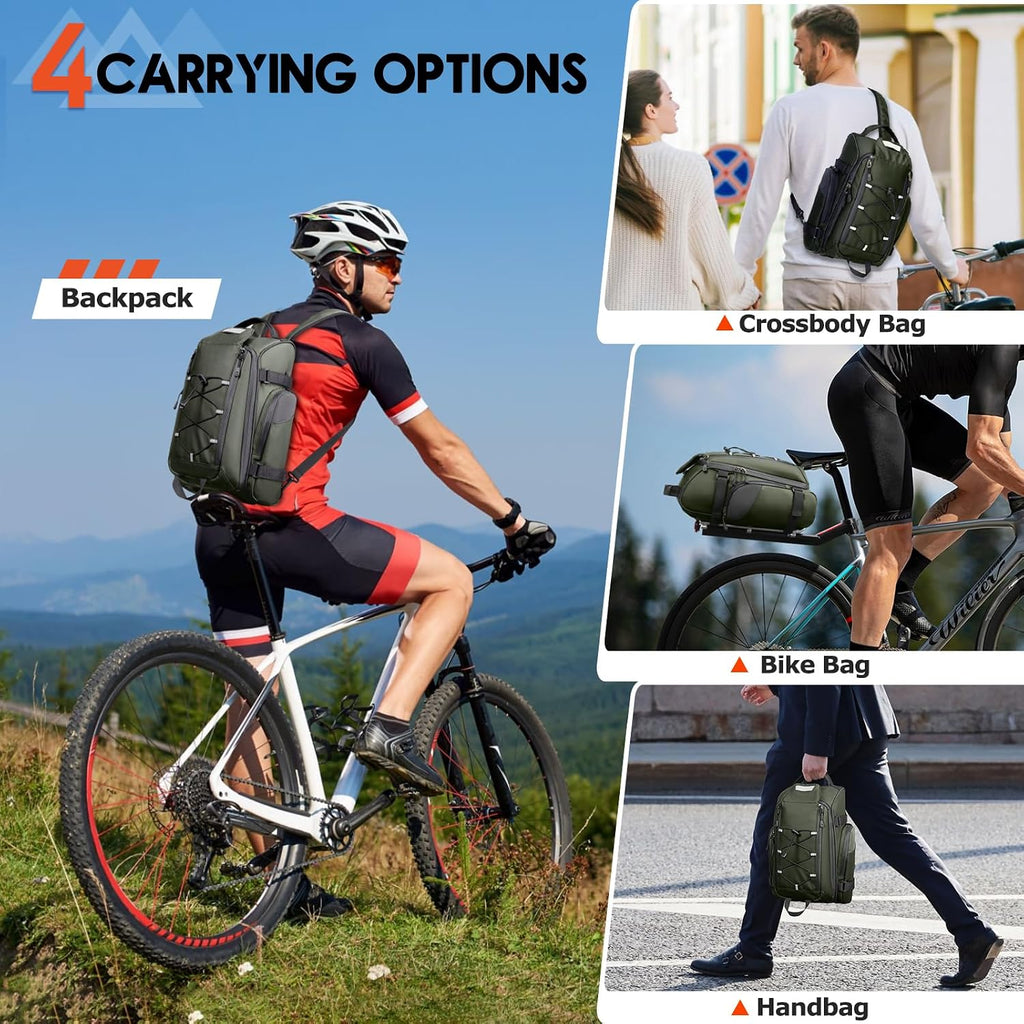 RAINSMORE Bike Bag for Bicycle Rear Rack 15L Waterproof Ebike Trunk Bag