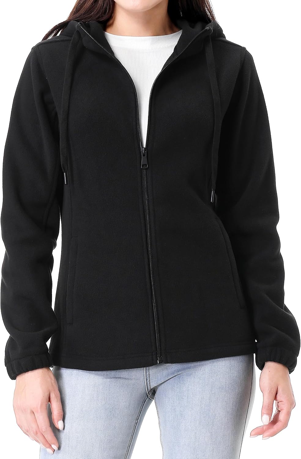 GIMECEN Women's Soft Polar Fleece Jacket Full Zip Hooded Sweatshirts