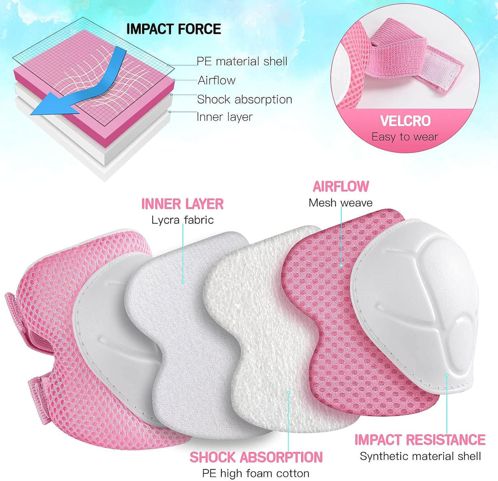 Wemfg Kids Protective Gear Set Knee Pads for Kids 3-14 Years Toddler Knee and Elbow Pads with Wrist Guards 3 in 1 for Skating Cycling Bike Rollerblading Scooter