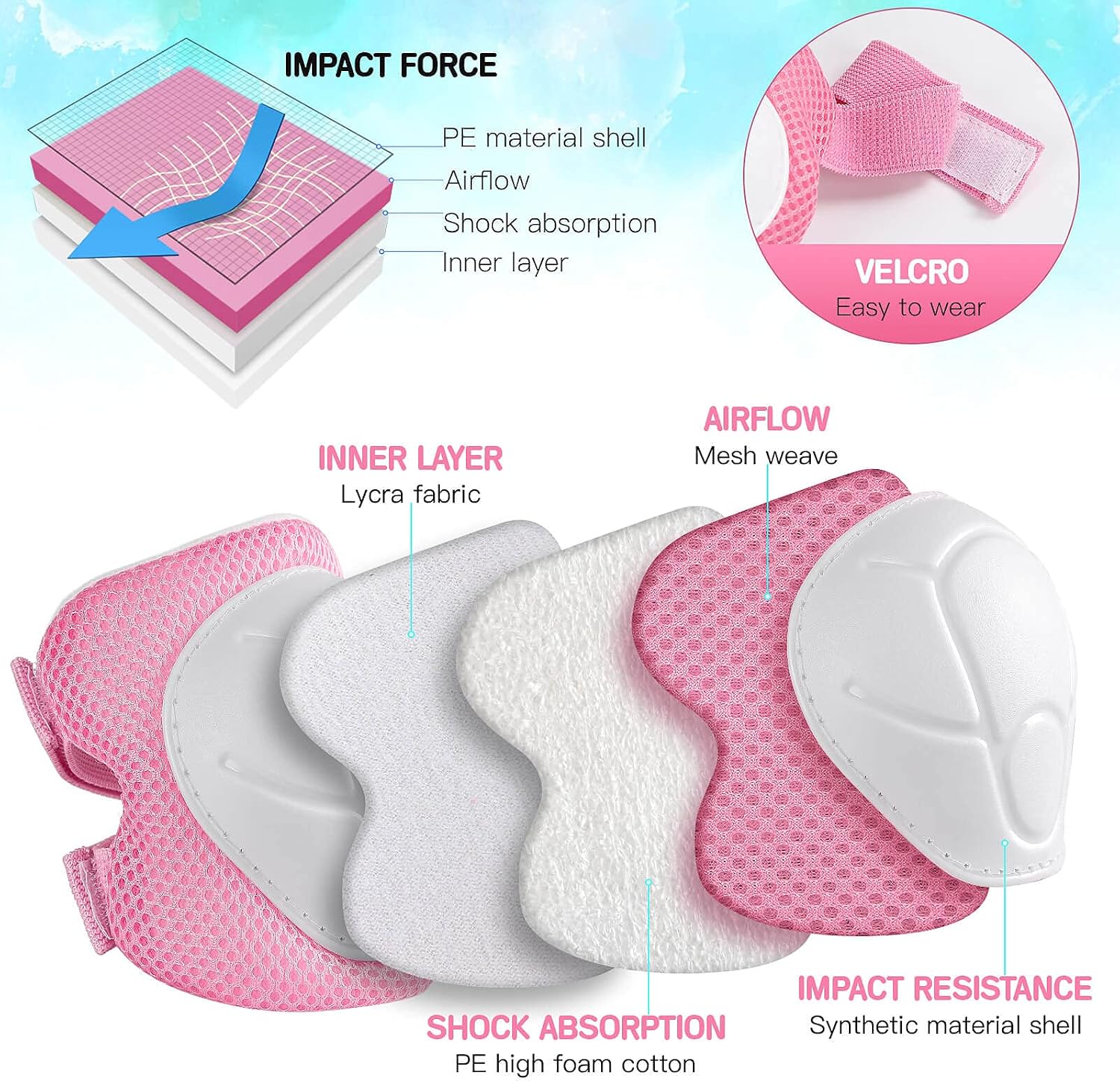 Wemfg Kids Protective Gear Set Knee Pads for Kids 3-14 Years Toddler Knee and Elbow Pads with Wrist Guards 3 in 1 for Skating Cycling Bike Rollerblading Scooter