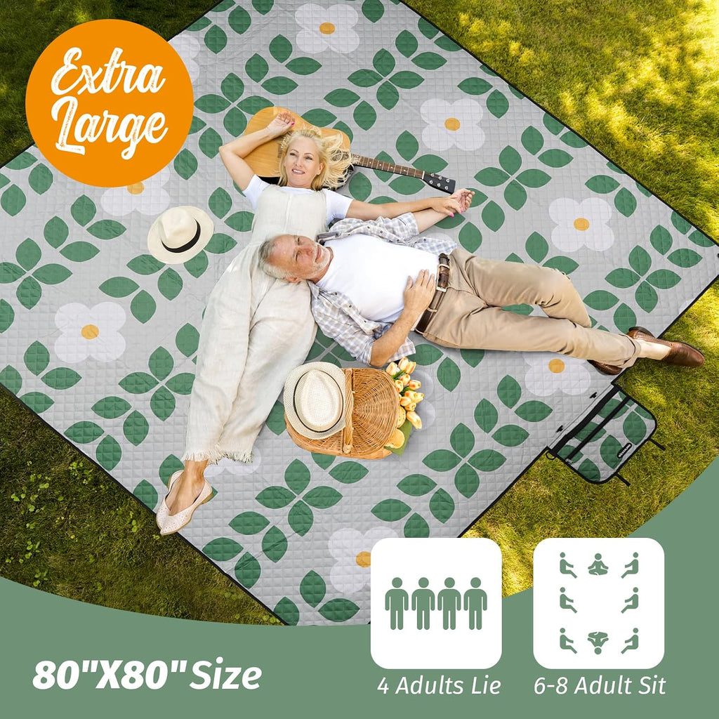 Picnic Blankets,Beach Blanket Waterproof Sandproof w/Strap,Green