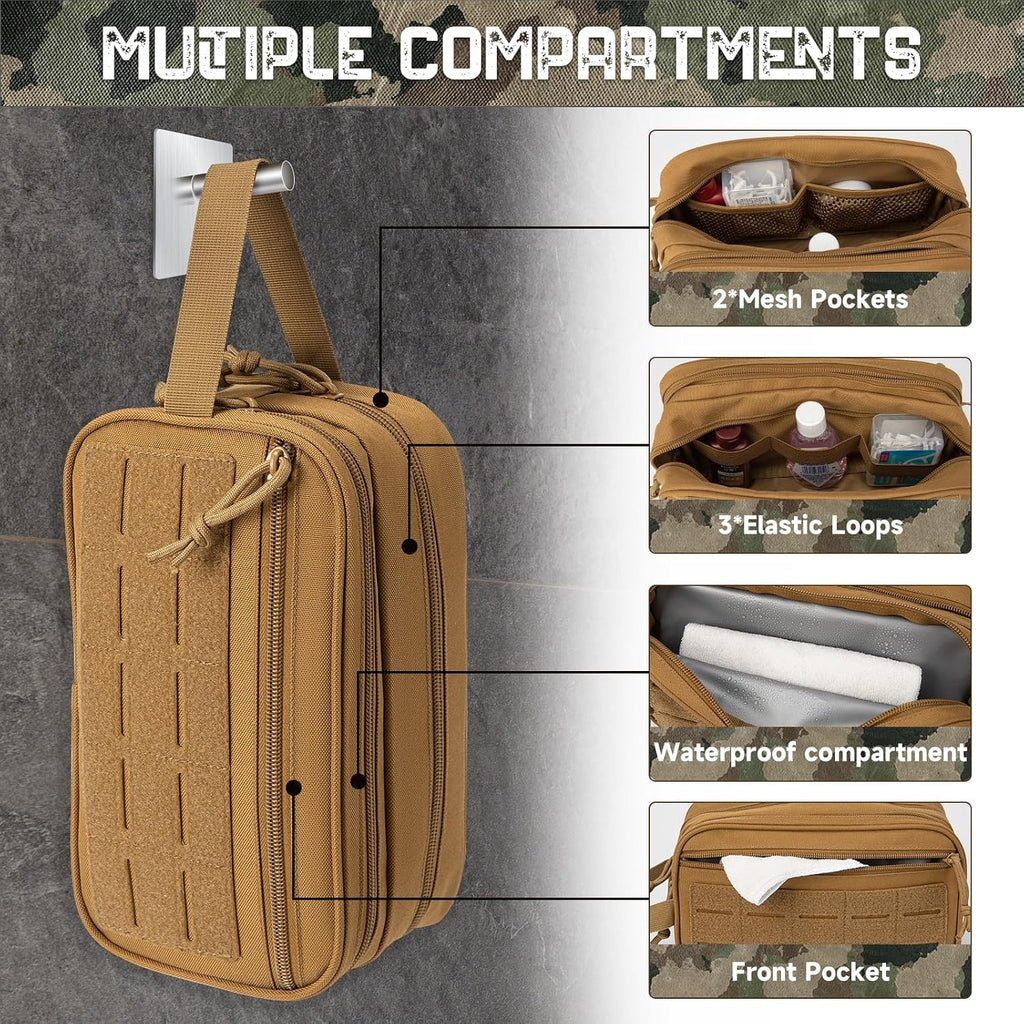 QT&QY Tactical Toiletry Bag For Men Hygiene Bag EDC Military Tool Molle Pouches Small Dopp Kit Mens Shaving Kit Travel shower Bags