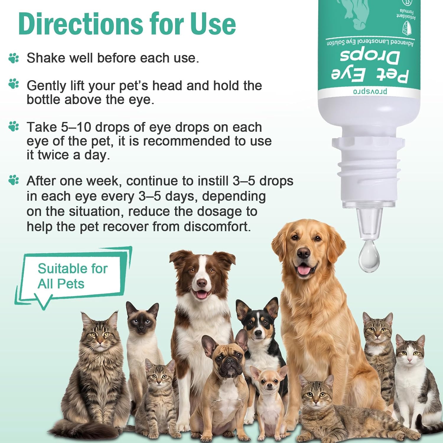 Cataract Eye Drops for Dogs, Improve Vision Clarity & Comfort, Supports Eye Comfort Moisture and Daily Eye Cleanliness, Gentle Pet Eye Care Formula, Preservative-Free