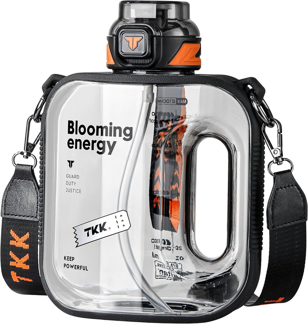 TKK 32oz Sport Water Bottle with Straw Water Jug with Straw Large Capacity Plastic Water Bottle Dishwasher Safe 1L Water Bottle Jug BPA Free Tritan for Gym Yoga Travel Camping Outdoor White