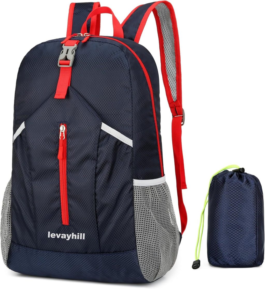 levayhill 25L Foldable Hiking Backpack,Small Packable Daypack,Dark Blue
