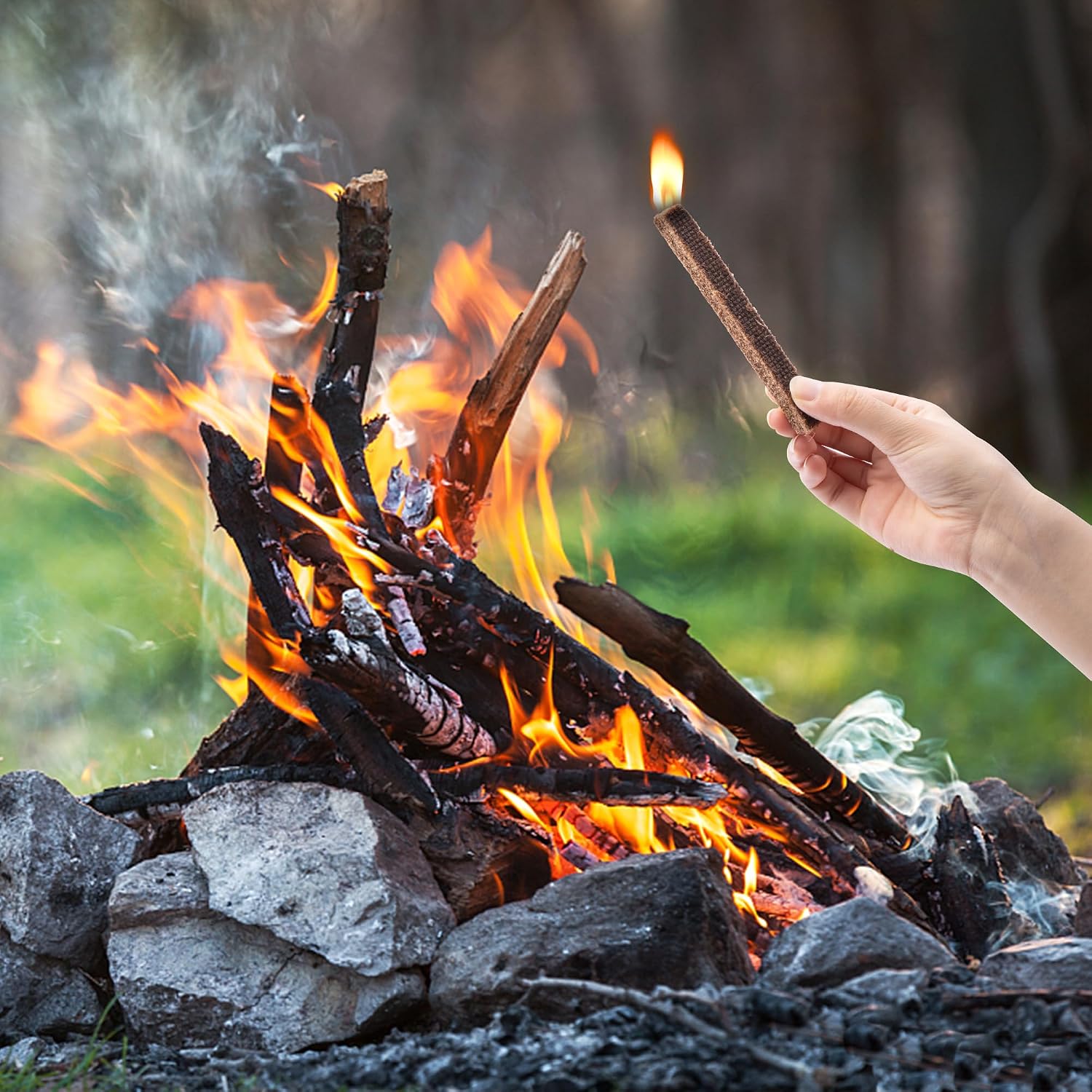 Adnee Fire Charcoal Starter - Camp Fire Starter Sticks for Fireplace, Wood Stove, Grill, Charcoal Chimney, BBQ Accessories (50)
