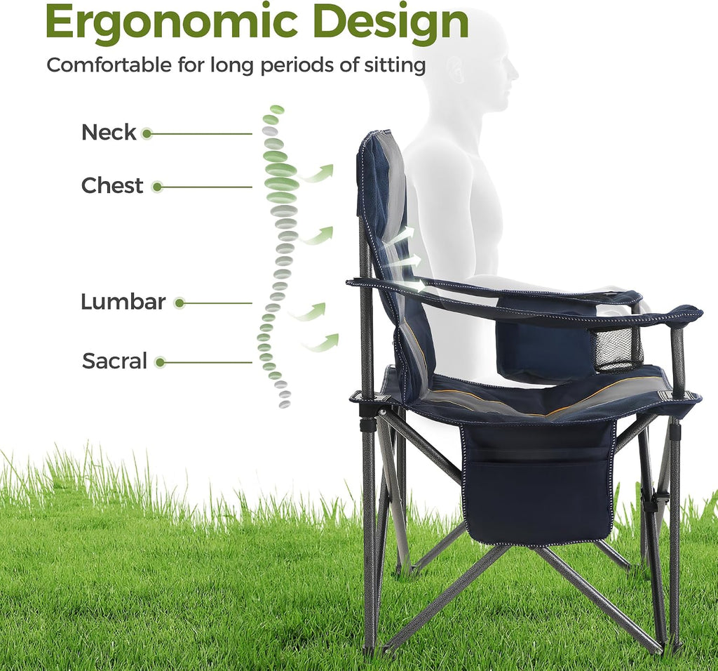 ALPHA CAMP Oversized Fully Padded Camping Chairs with Lumbar Support