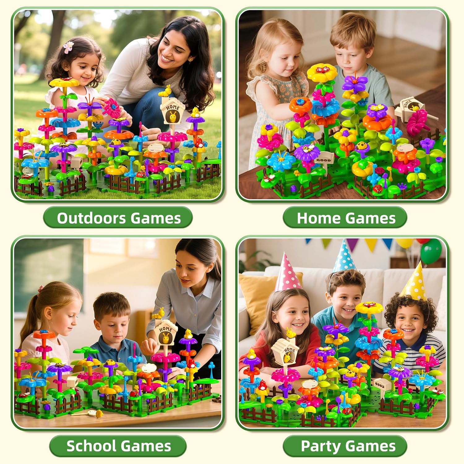 112 Pcs Flower Garden Toy, Toddler Girl Toys 3-4 Years Old Girls Gardening Building Gifts Set Best Educational Learning Fine DIY Crafts Stem Construction Stacking Kit for 3 4 5 6 7 Year Kids Birthday