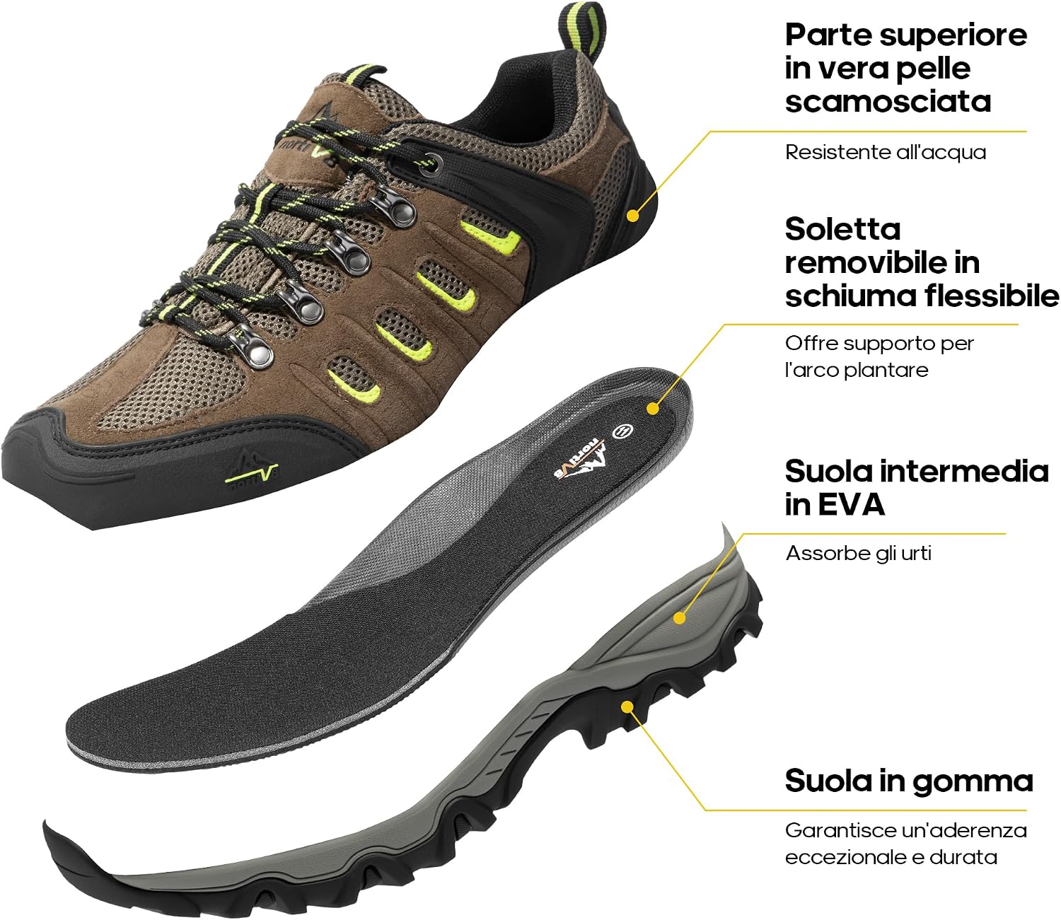 NORTIV 8 Men's Waterproof Hiking Shoes Leather