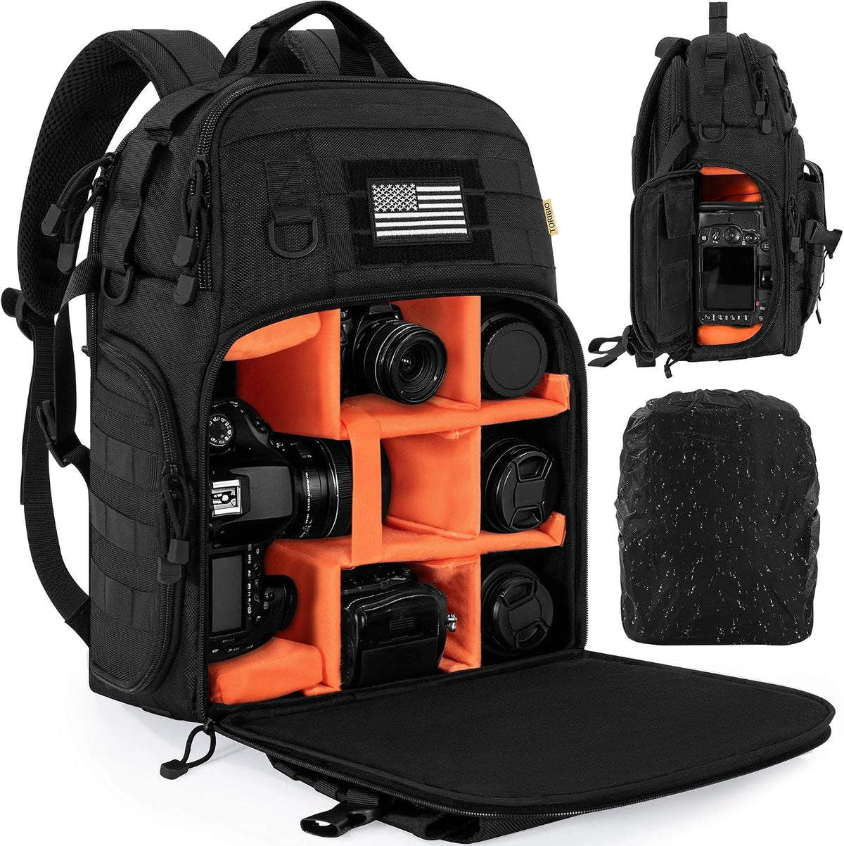 TORIBIO Camera Tactical Backpack Bag for DSLR/SLR/Mirrorless Photography
