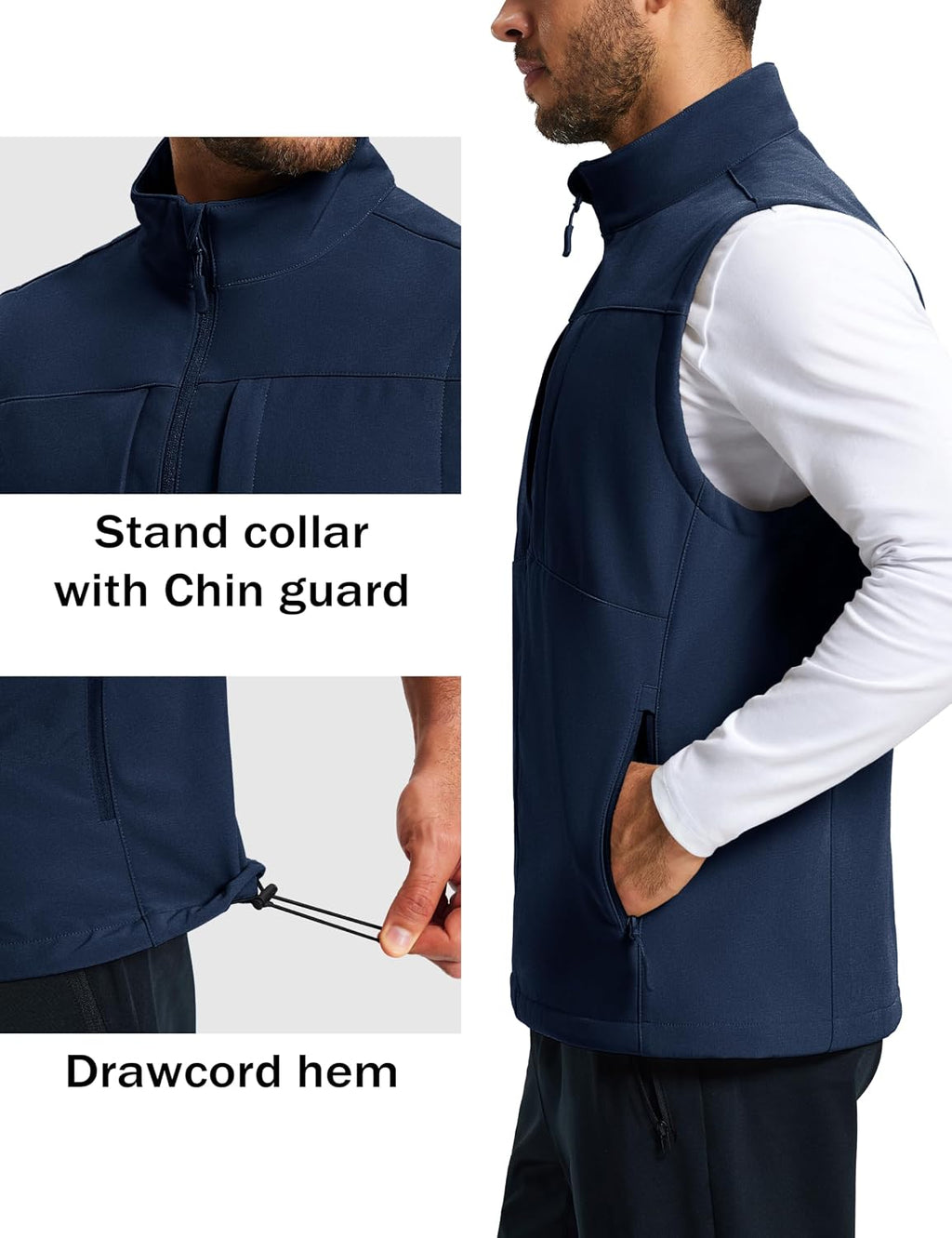 MAGCOMSEN Men's Lightweight Softshell Vest Outerwear Fleece Golf Running
