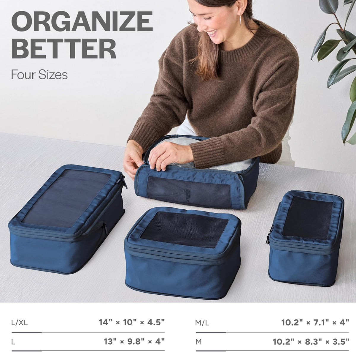 Aerotrunk Compression Packing Cubes for Travel, 4-Pack, Dark Blue