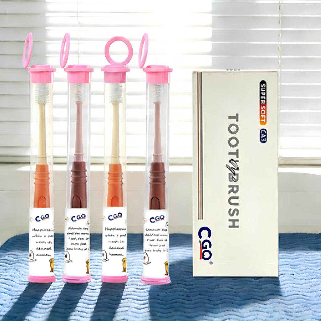 CGO 360° Silicone Pet Toothbrush for Small Dogs & Cats, 4-Pack
