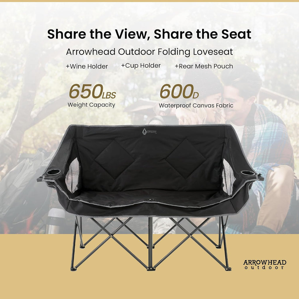 ARROWHEAD OUTDOOR Portable Folding Double Duo Camping Chair Loveseat