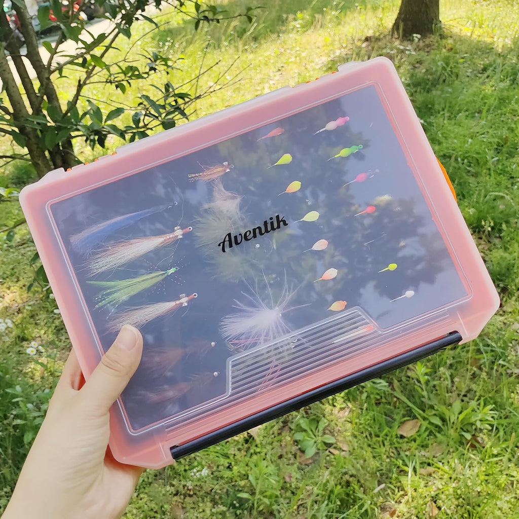 Aventik Fishing Tackle Box Slit Foam Case Jig Box Head Hooks Spinners Spoons Storage Tackle Tray (Orange-3501lure box)