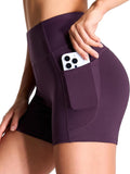 THE GYM PEOPLE High Waist Yoga Shorts for Women's Tummy Control Fitness Athletic Workout Running Shorts with Deep Pockets