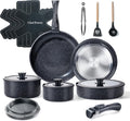 Chef Power Ceramic Cookware Set, 19 PCS Detachable Non Stick Pots and Pans