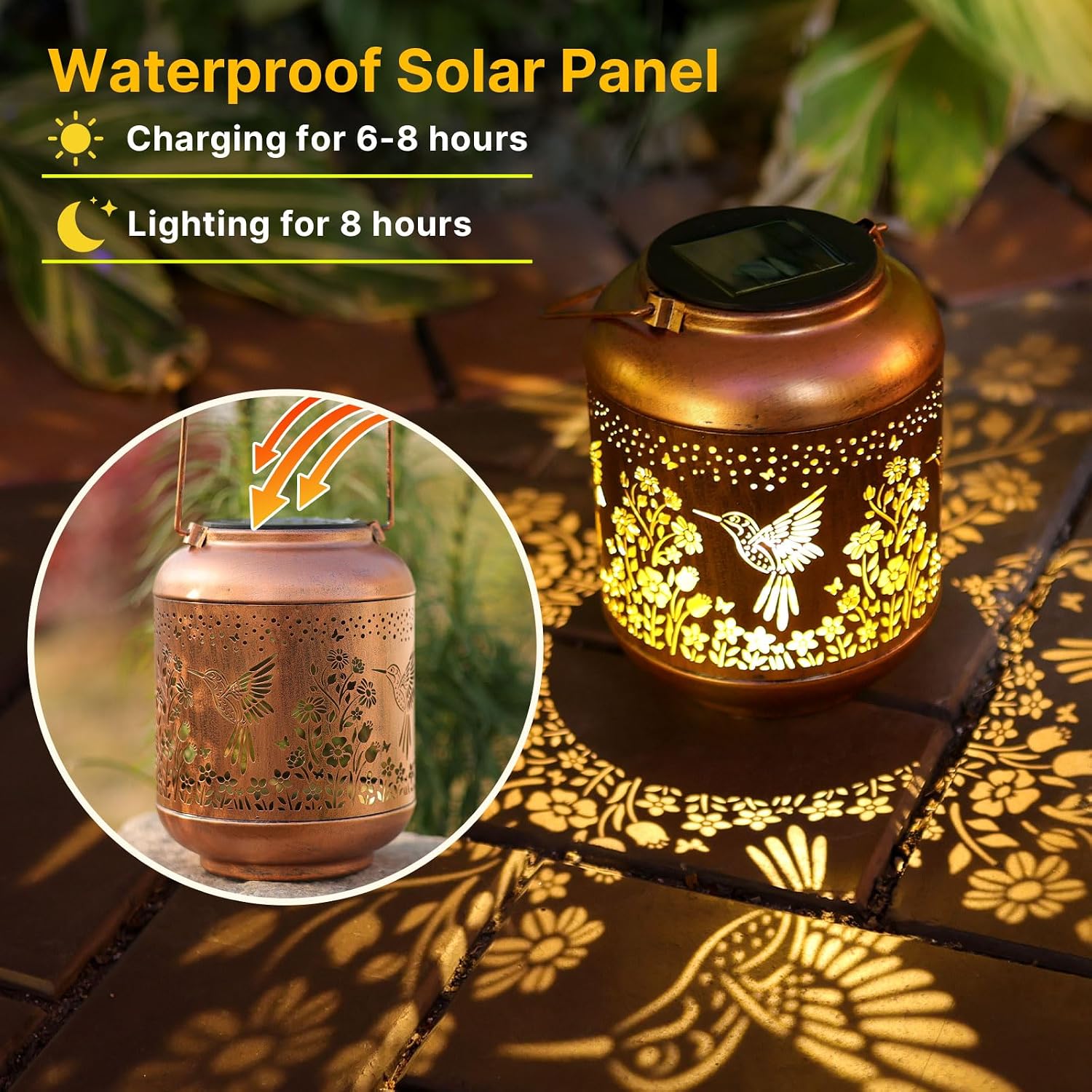 Hummingbird Solar Lanterns Outdoor Waterproof,Birthday Gifts for Women Grandma Hanging Lantern Decorative Solar Lights for Decor Garden, Patio, Porch, Backyard, Pathway, Lawn