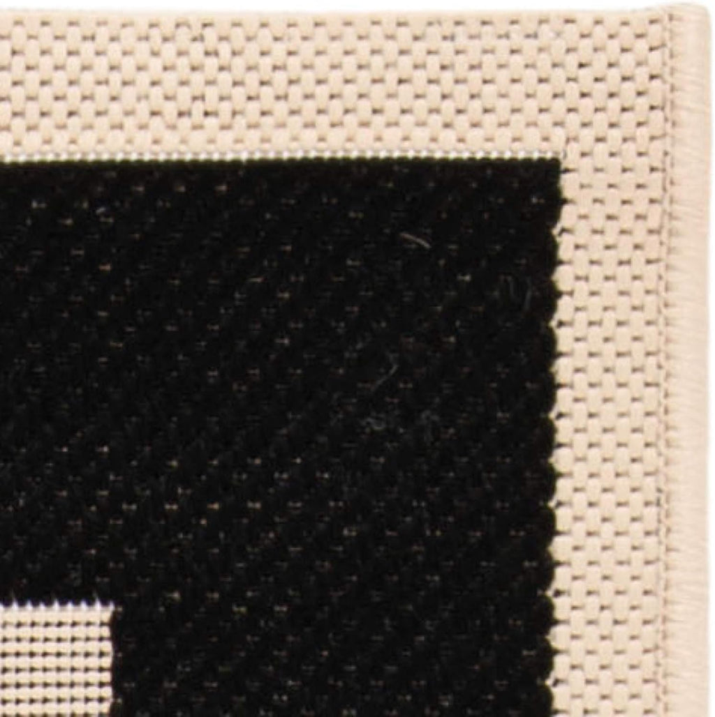 SAFAVIEH Washable Rug Outdoor Courtyard Collection - 2'3" x 6'7" Runner, Black & Beige, Non-Shedding & Easy Cleaning, Ideal for Patio, Entryway, Mudroom, Hallway, Kitchen (CY6243-266)