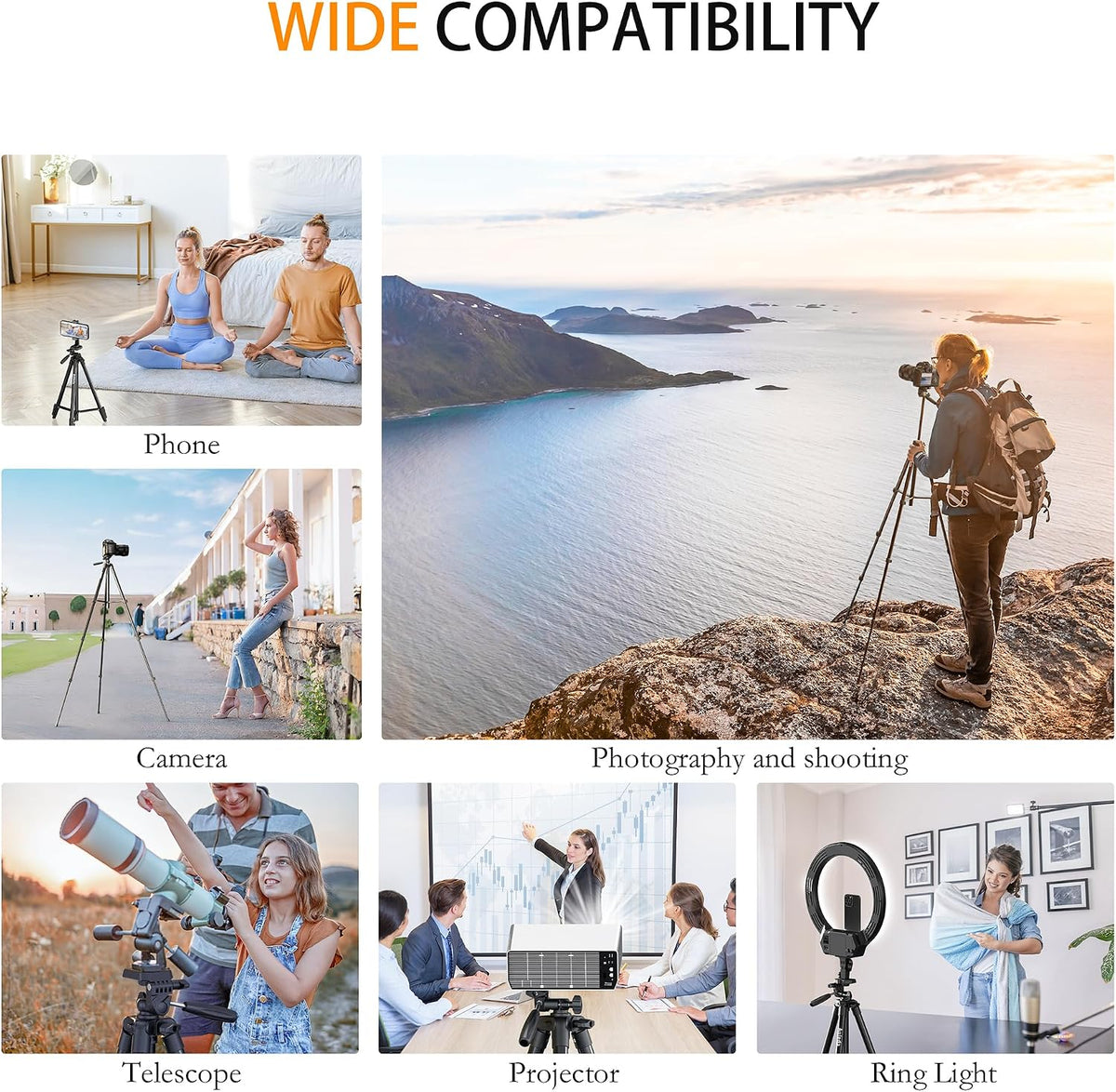 71″ Camera Tripod Aluminum Tall Tripod Stand for Canon Nikon Phone