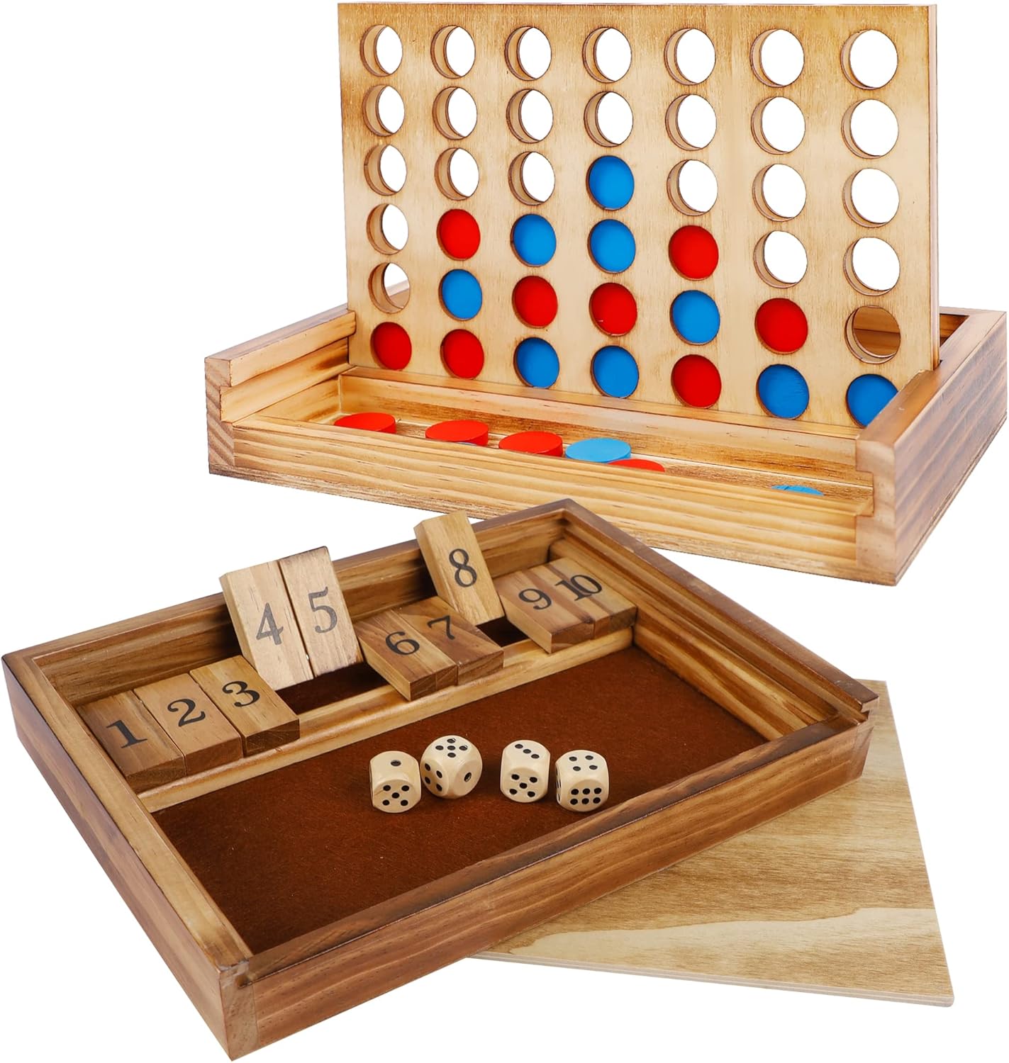 Glintoper Tic Tac Toe & 4 in a Row Tables Game Set, Classic Board Line Up 4 for Living Room Rustic Table Decor and Use as Game Top Wood Guest Room Decor Strategy Board Games for Families