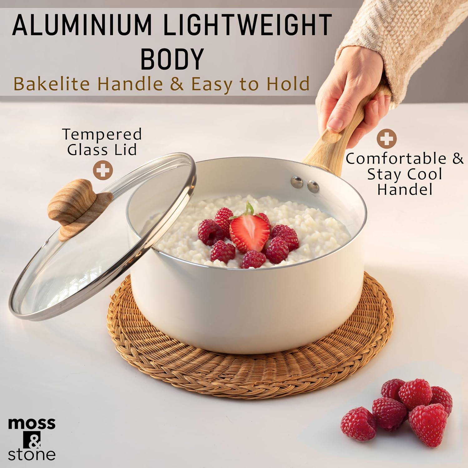Moss & Stone Pots and Pans Set Nonstick, 6-Piece Induction Cookware Set