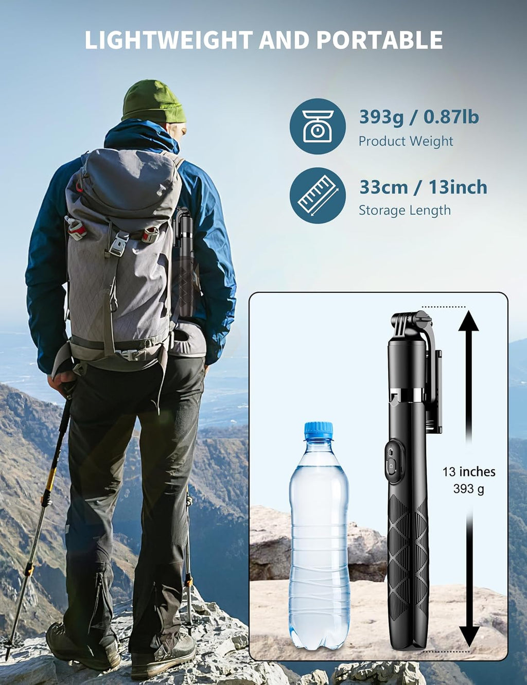 71" Phone Tripod & Selfie Stick, All in One Extendable Cell Phone Tripod with Wireless Remote, Tripods Stand for iPhone & Travel Selfie Stick 360° Rotation Compatible with iPhone Android, Camera