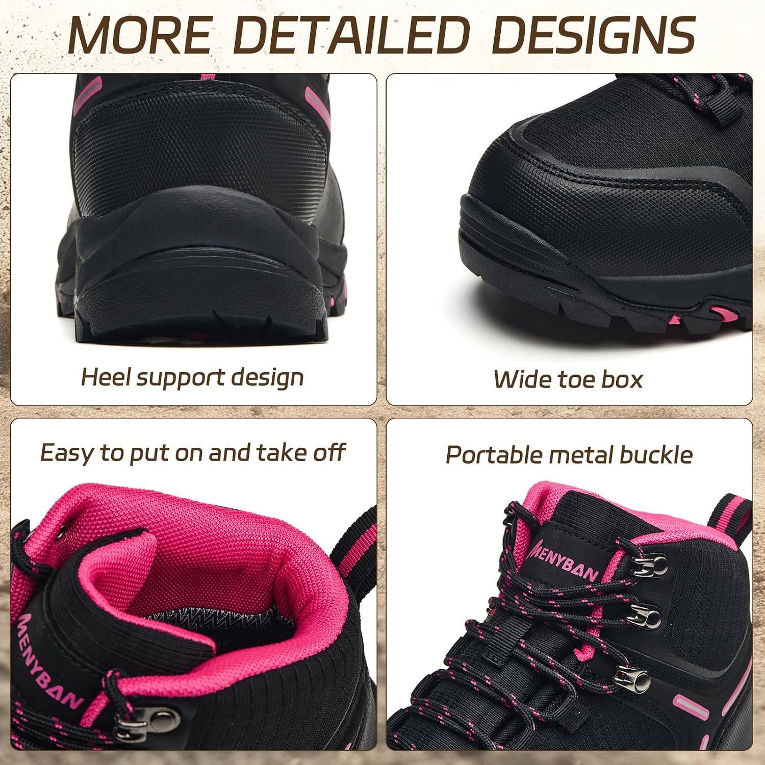 Women's Waterproof Wide Toe Box Hiking Boots