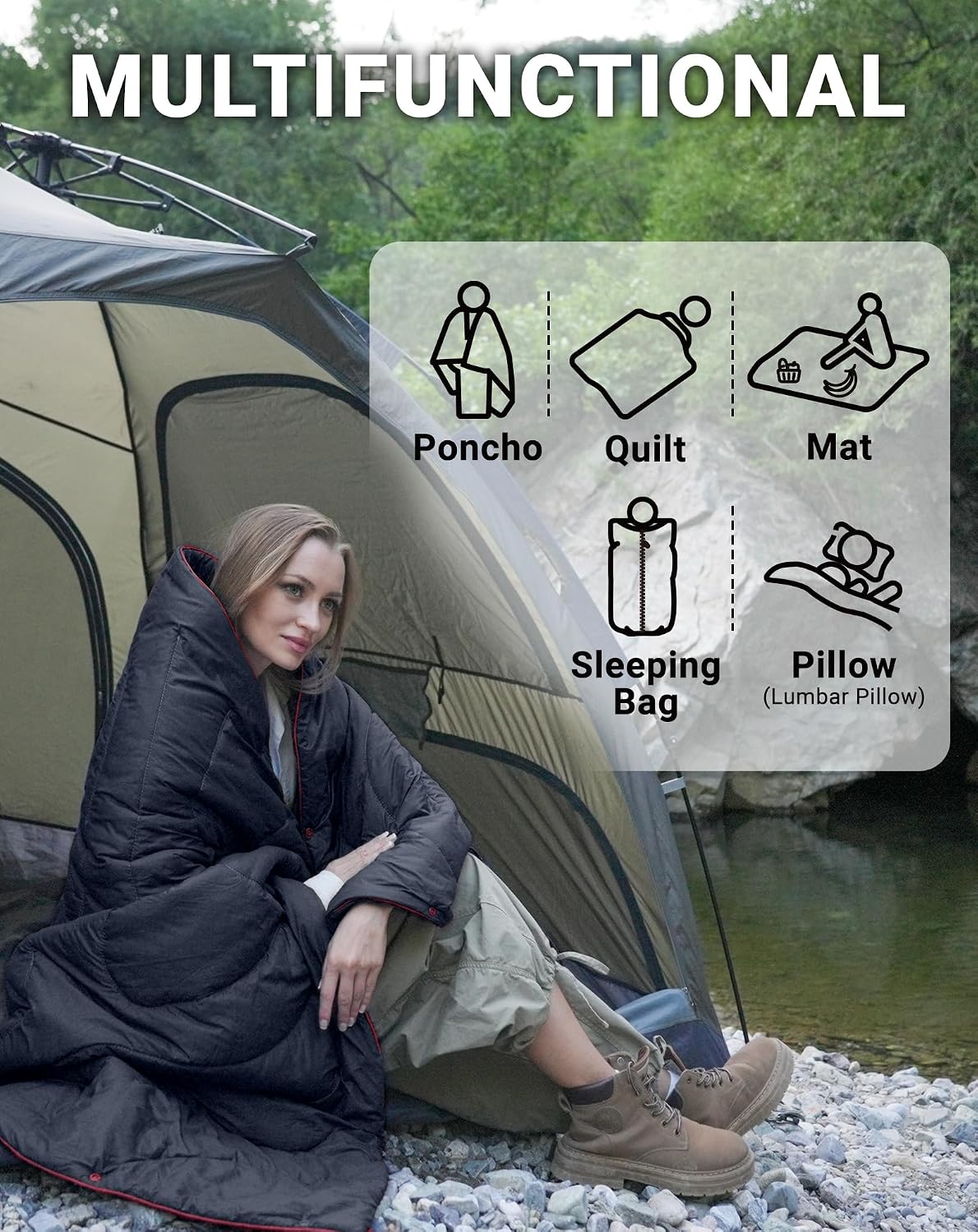 KingCamp Ultralight Camping Blanket, Wearable Packable Blanket 69" x 53"