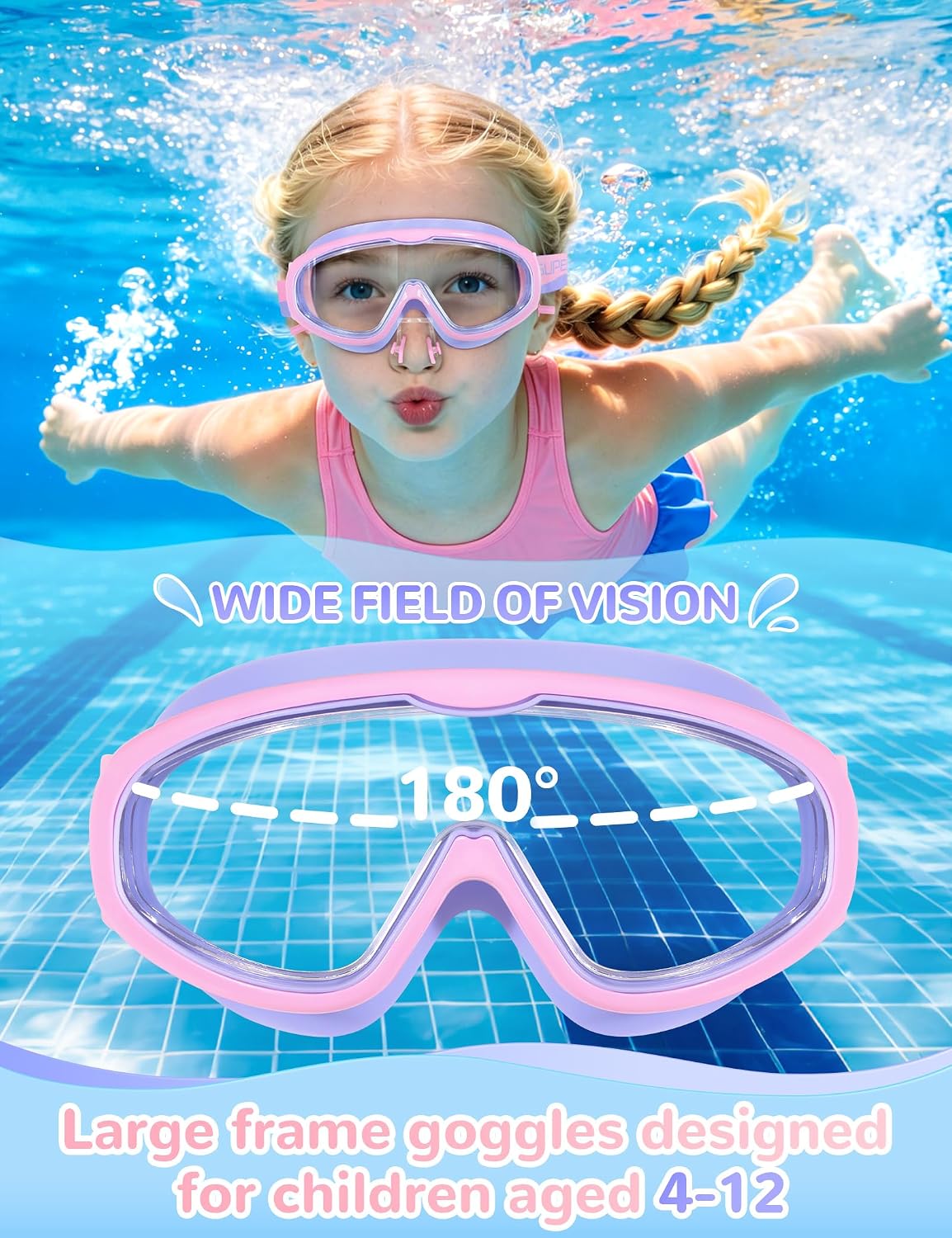 Supertrip Kids Swim Goggles with Fabric Strap