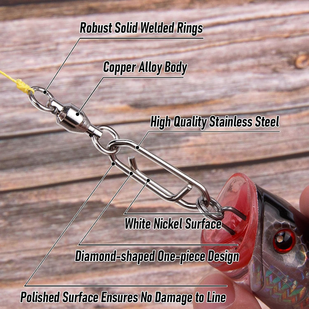 Alwonder 30-Pack Fishing Speed Clips Quick Change Snap Swivels, Ball Bearing Swivel Power Clips Fishing Snap Swivels Freshwater Saltwater Crankbait Popper Lures Quick Snaps Connectors Tackle