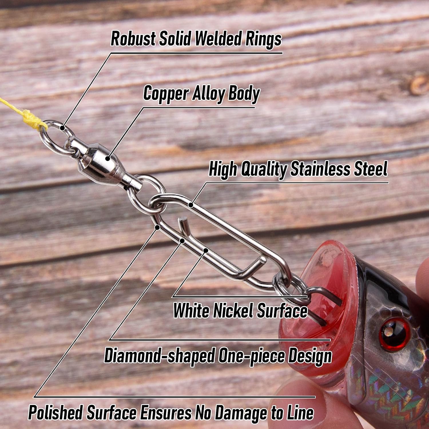 Alwonder 30-Pack Fishing Speed Clips Quick Change Snap Swivels, Ball Bearing Swivel Power Clips Fishing Snap Swivels Freshwater Saltwater Crankbait Popper Lures Quick Snaps Connectors Tackle