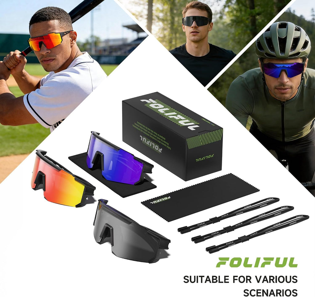Polarized Sports Sunglasses Men Women for Running Baseball Cycling