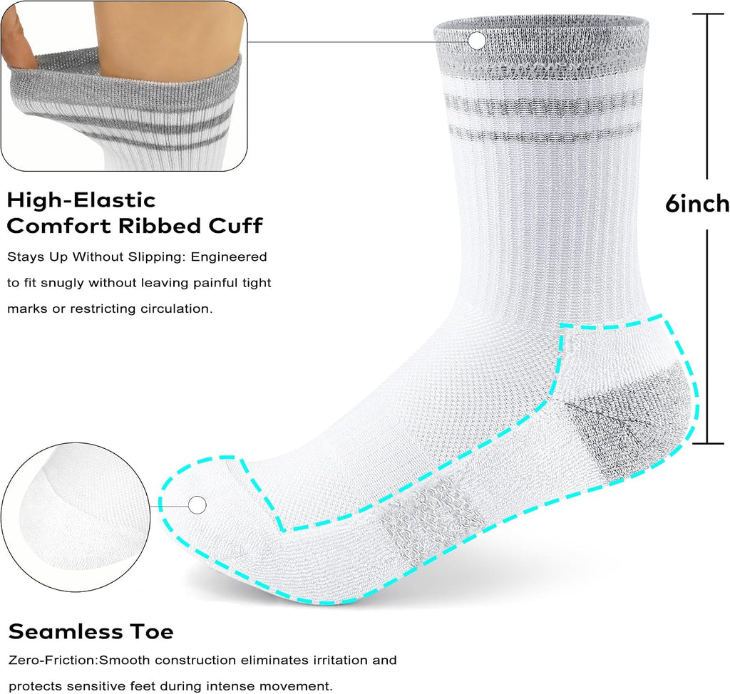 Gonii Women Athletic Cushioned Crew Socks 5 Pairs