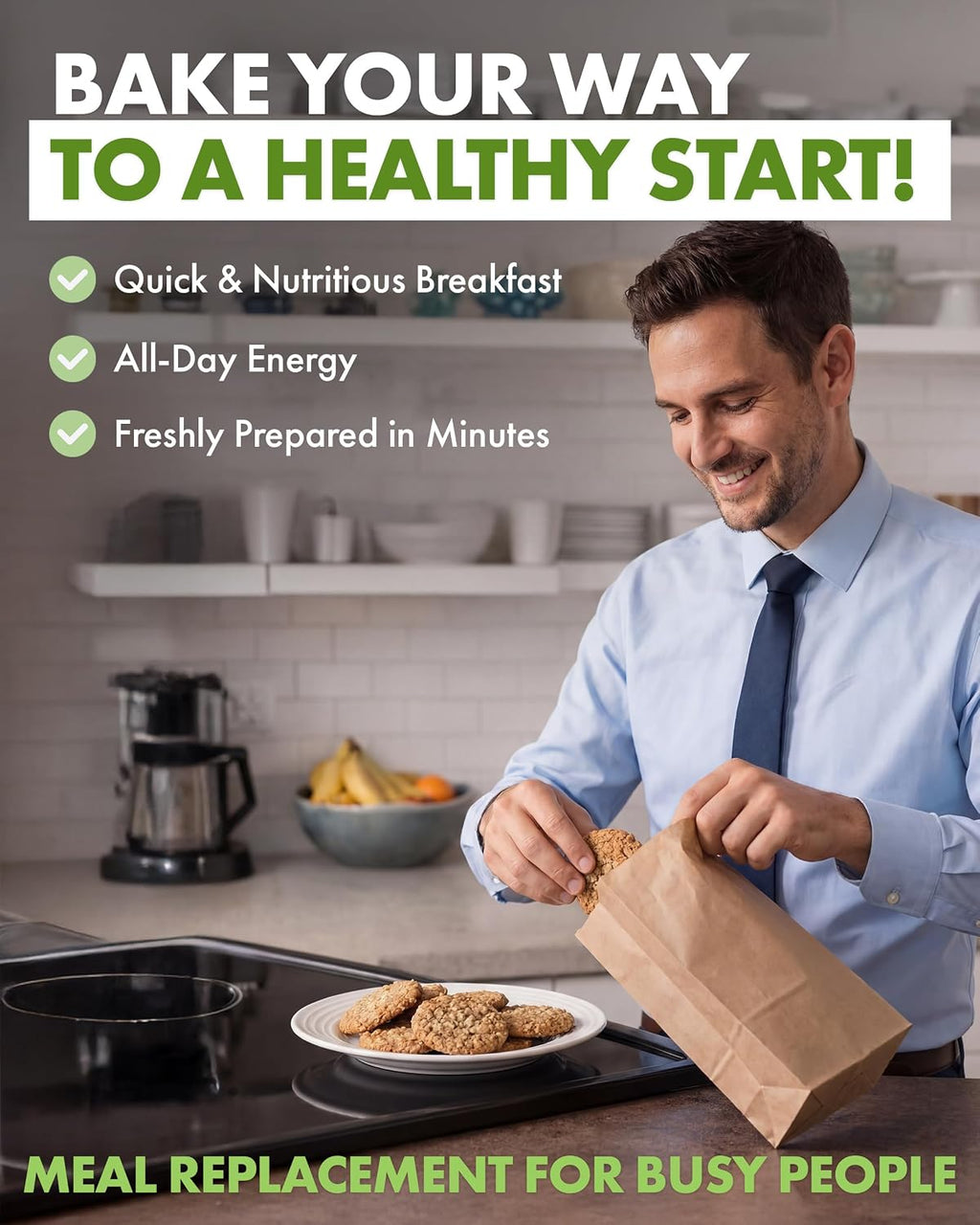 Cookie Mix, Gluten Free, Plant-Based Meal Replacement Plan with Hemp Protein, Rich in Fiber, Low in Sugar, No Preservatives or Artificial Sweeteners, 18 oz, 1 Pack, 5-Day Supply