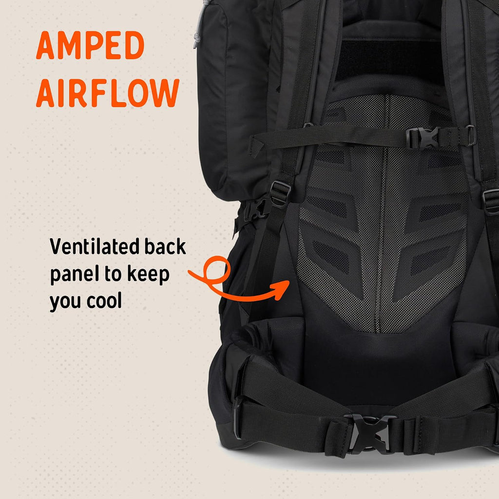 Kelty Coyote 60-105 Liter Internal Frame Backpack - Hiking, Backpacking, Travel, Adjustable Torso (65L / Black)